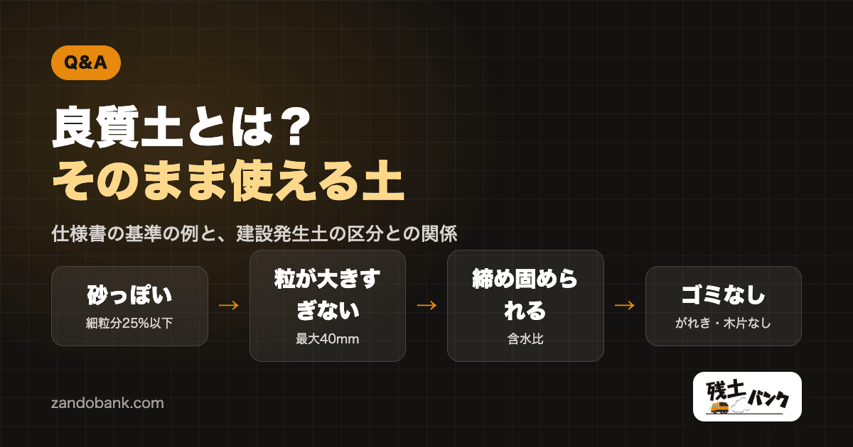 良質土とは?そのまま盛土・埋め戻しに使える土の基準と、建設発生土の区分との関係