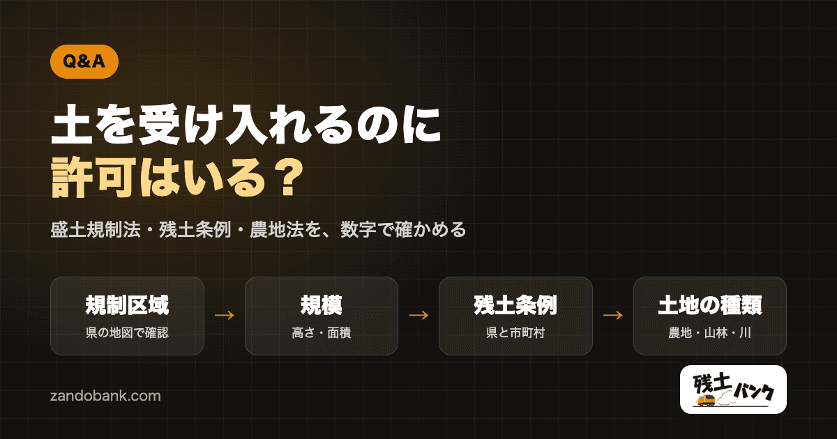 土を受け入れるのに許可はいる?盛土規制法・残土条例・農地法を規模で確かめる