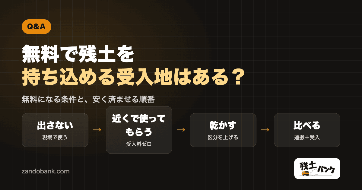 無料で残土を持ち込める受入地はある?無料になる条件と、安く済ませる順番